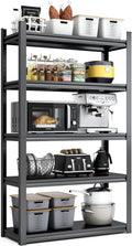 Heavy Duty Garage Shelving, Metal Storage Shelves, Adjustable 5 Tier Metal Shelving Unit, Industrial Utility Rack for Garage, Warehouse, Workshop, 12" D×27.5" W×60" H, Black