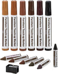 Furniture Repair Kit Wood Markers - Set of 13 - Markers and Wax Sticks with Sharpener Kit, for Stains, Scratches, Wood Floors, Tables, Desks, Carpenters, Bedposts, Touch Ups, and Cover Ups