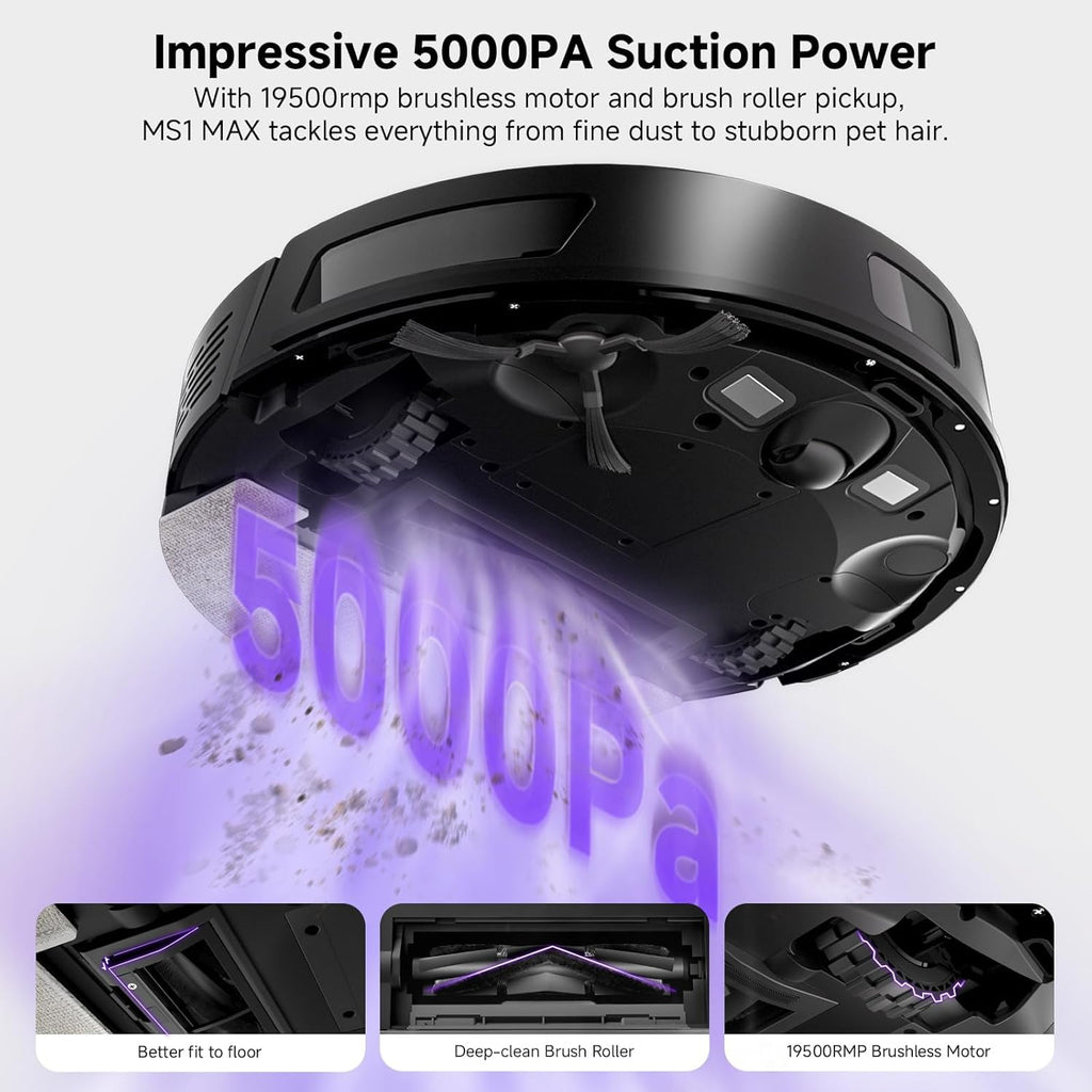 MONSGA Robot Vacuum and Mop Combo, 5000Pa Robotic Vacuum with 3.5L Self Emptying Station, Lidar Navigation Robot Vacuum Cleaner, 180mins Runtime, APP/Remote/Voice Control, for Hard Floors and Carpets