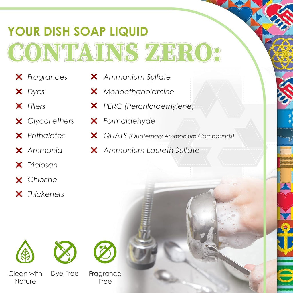 Truly Free Natural Concentrated Dish Detergent Dishwashing Liquid | Plant-Based Dish Soap | Sweet Basil Fresh Scent | Pack of 3
