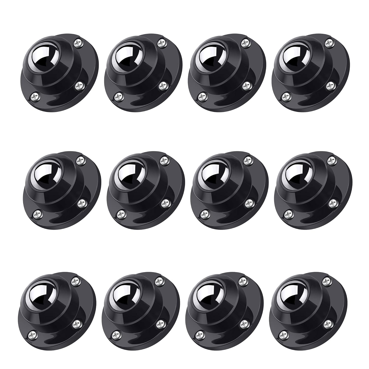 PlusRoc 12 Pack Self Adhesive Caster Wheels 1 Inch for Furniture Mop Bucket, Load Capacity 28LBS Per Wheel, Low Profile Swivel Wheels for Small Appliance Storage Bins