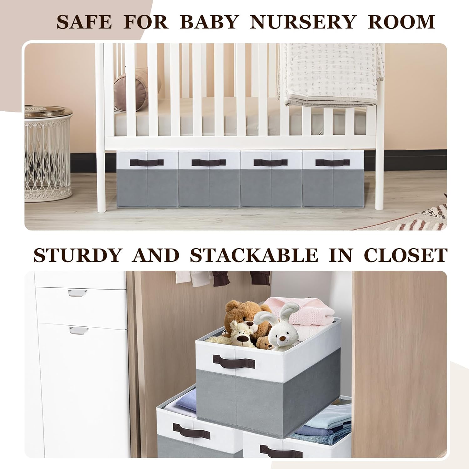 Criusia 12 Pack Large Storage Baskets for Shelves | Fabric Closet Organizers and Storage Bins with Handles for Home Organization | Decorative Collapsible Basket for Organizing Clothes Toy Nursery