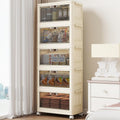 5 Tier - 48QT Storage Bins with Lids, Collapsible Storage Bins with Doors and Wheels, Plastic Storage Cabinet for Easy Storage and Organization for Living Room, Office
