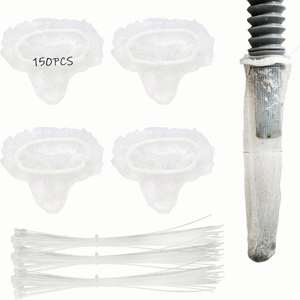 150 Pack Lint Traps for Washing Machine Hose - Washer Hose Lint Catcher Laundry Hair Catcher Includes 150 Nylon Mesh Lint Traps and 150 Cable Ties Fits Most Washing Machine (Disposable)