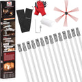 46 Feet Chimney Sweep Kit, Chimney Cleaning Kit with 14 Flexible White Chimney Rods, Chimney Brush for Sweeping Fireplace, Rotary Chimney Cleaning System Driven by Drill