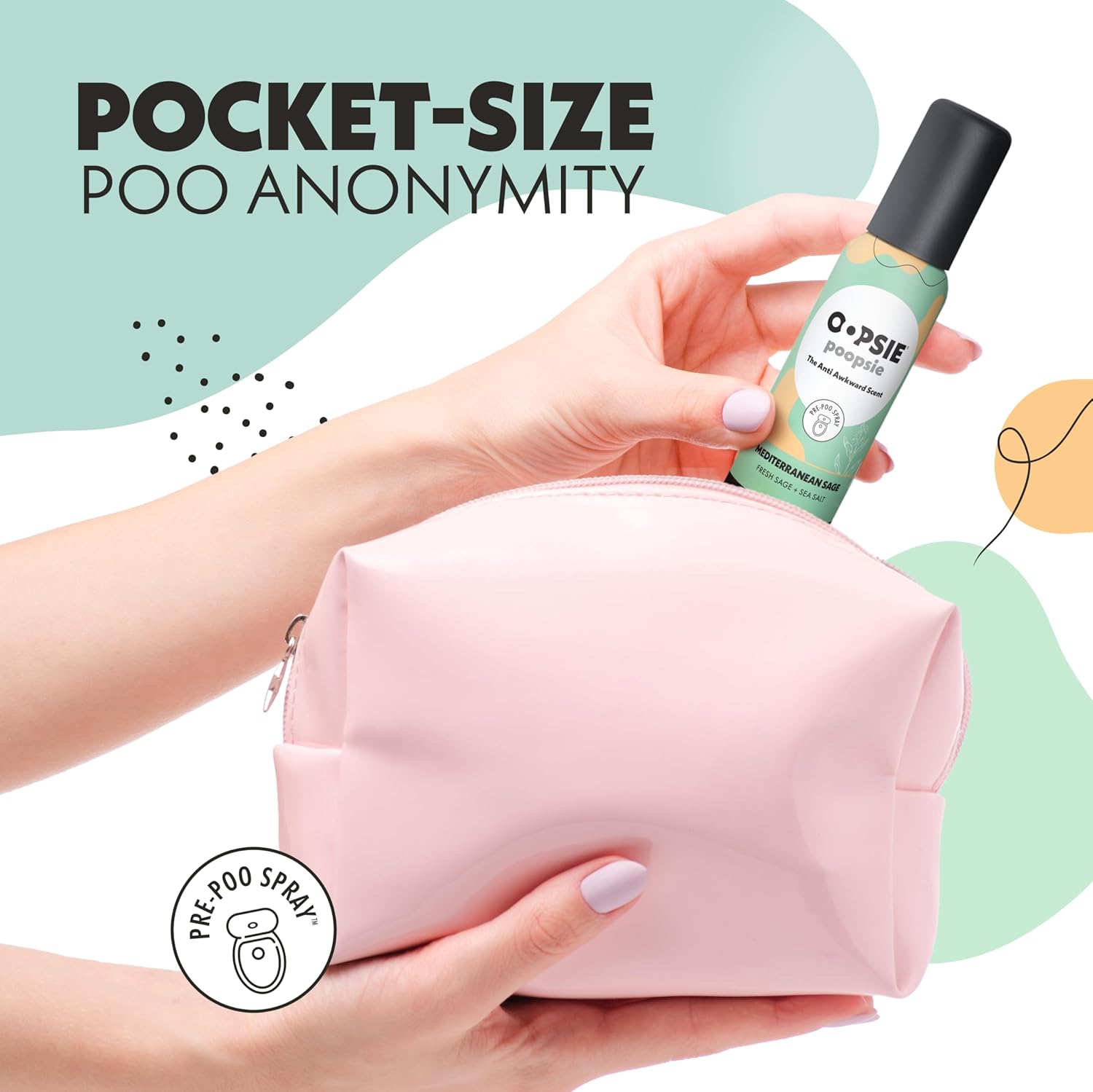 OOPSIE POOPSIE - Mediterranean Sage - Before & After You Go Toilet Spray 2oz - Portable Odor Eliminator - 4 Pack