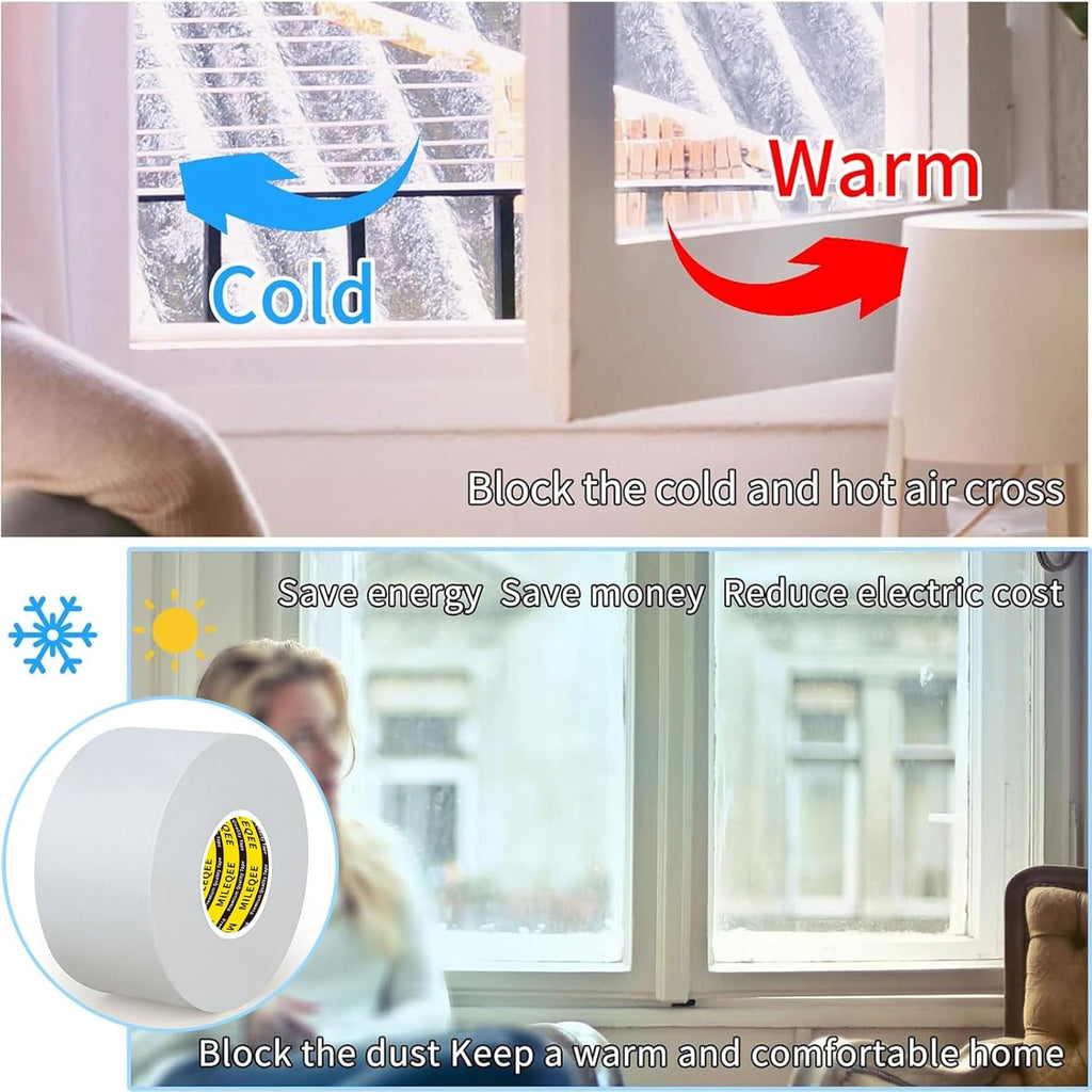 Cloth Duct Window Seal Strip Tape for Winter, 1.89in x 33FT, Weather Stripping Sealing Insulation Tape for Windows and Door, Easy Tear Sealer Draft Blocker