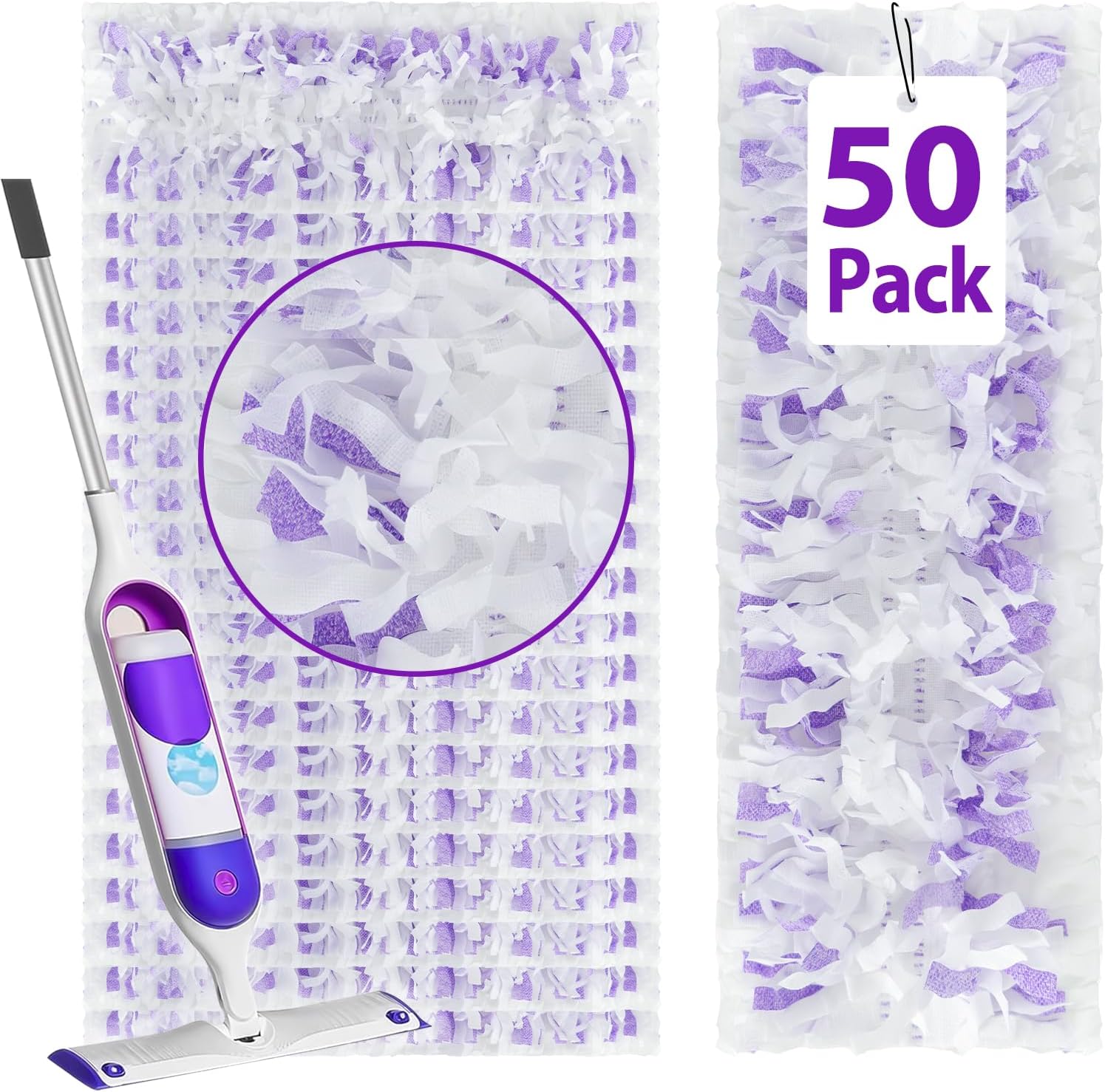 50 Count ‌Disposable Heavy-Duty Power Mop Pads Refills for Swiffer Power Mop,Replacement Floor Cleaning Refills, Non-Washable & Unscented, Compatible with Swiffer PowerMop (Quick-Absorb, No Residue)
