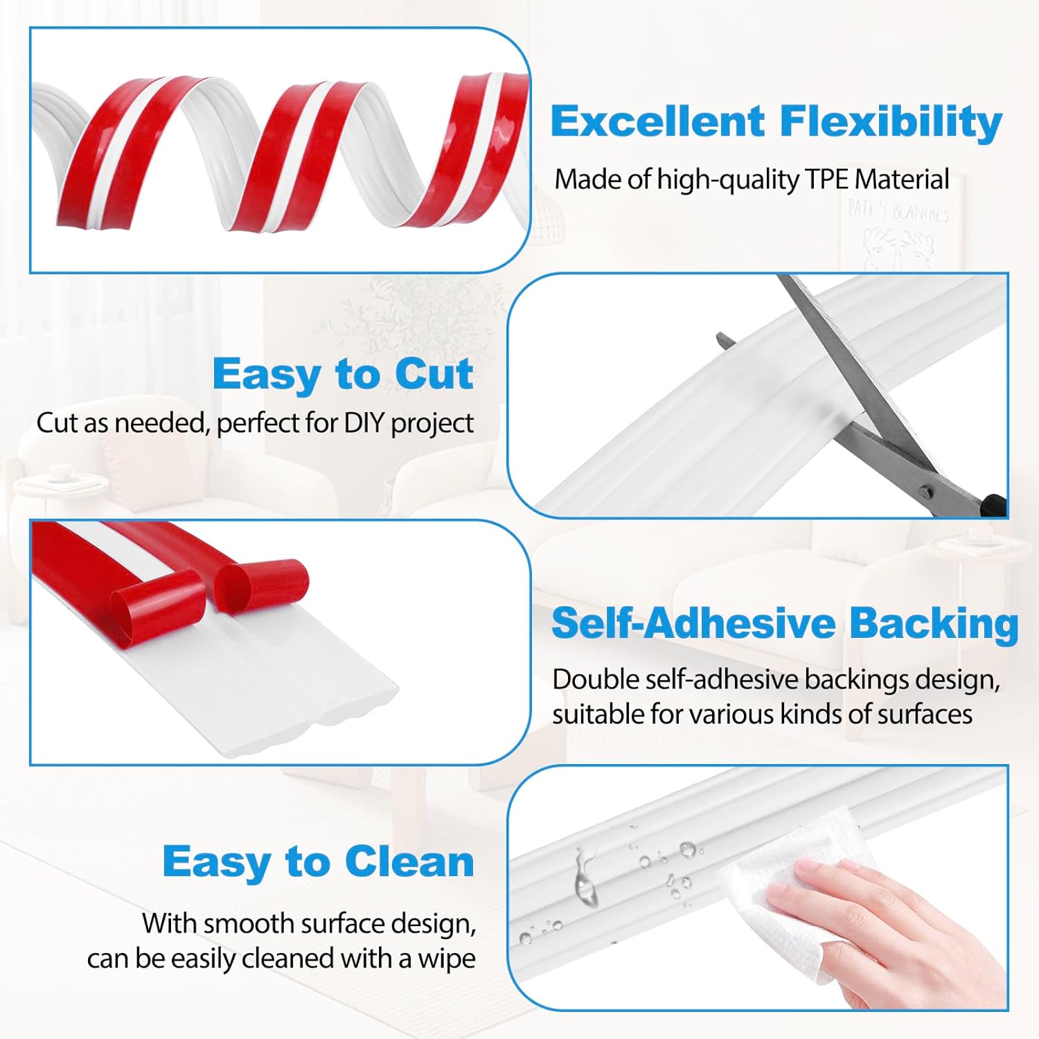 Wall Corner Protector Peel and Stick Corner Trim Molding Flexible Inside & Outside Wall Edge Guard Self Adhesive Moulding Trim for Edge Use, White, 1.6” W x 10’ L