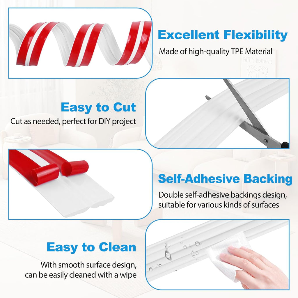 Wall Corner Protector Peel and Stick Corner Trim Molding Flexible Inside & Outside Wall Edge Guard Self Adhesive Moulding Trim for Edge Use, White, 0.8” W x 20’ L