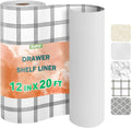 OcePor Non-Adhesive Drawer and Shelf Liner 12IN x 20FT，Non Slip Cabinet and Cupboard Liner, Kitchen Cabinet Liners for Shelves, Waterproof Drawer Shelf Liners for Cabinets/Bathroom Cupboard, Stripe