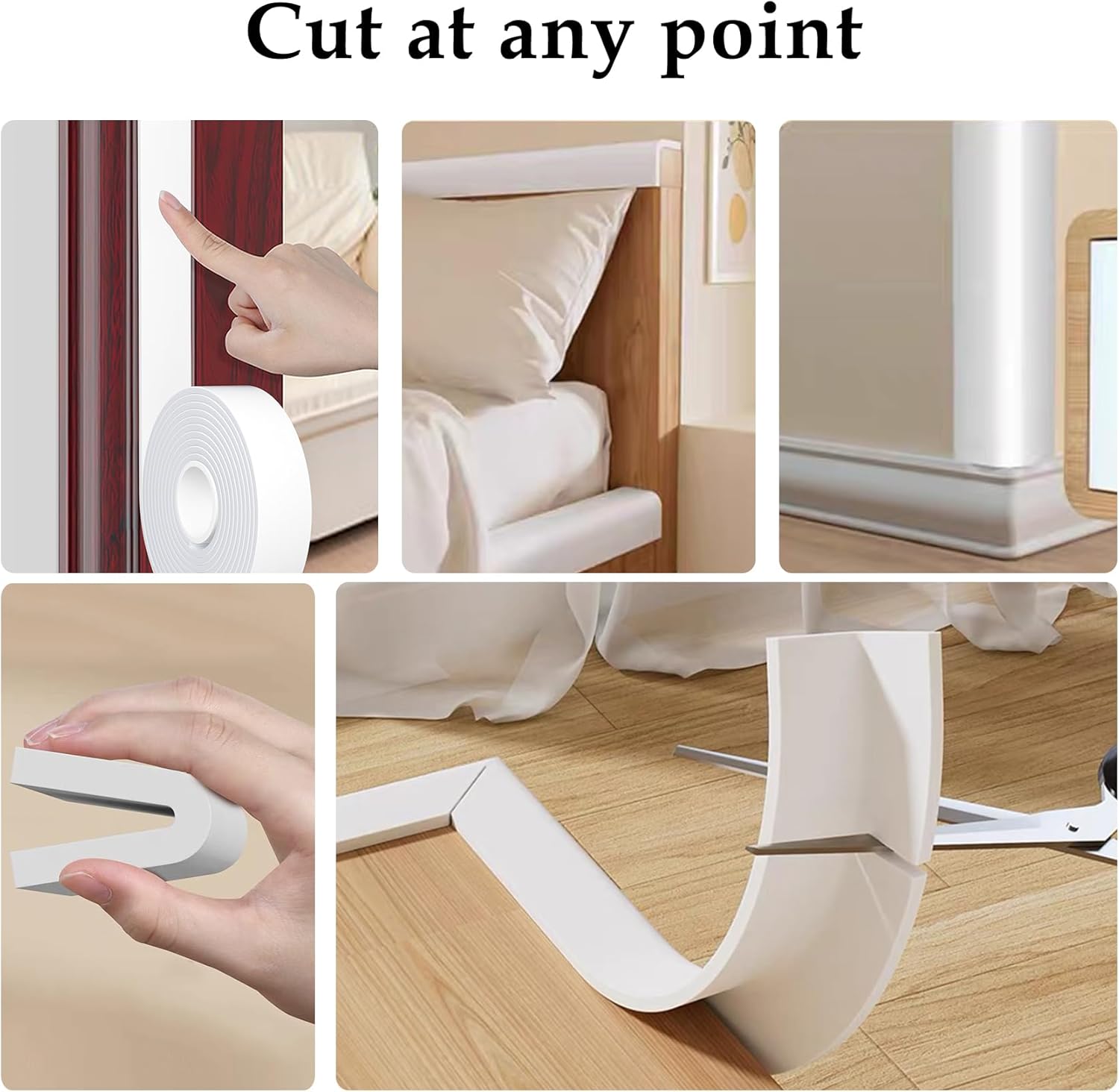 Weather Stripping Door Seal White,1Inch Wide X 1/4 Inch Thick,Air Conditioner Window Seal,Self Adhesive Foam Tape High Density Foam Sealing Strip,Door Soundproof Tape Roll,Total 16.4 Feet Long