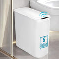 5 Gallon Motion Senor Bathroom Trash Can with Lid, Automatic Garbage Can Touchless, Smart Plastic Waste Basket for Narrow Spaces, Bathroom, Office, Bedroom, Living Room (White)