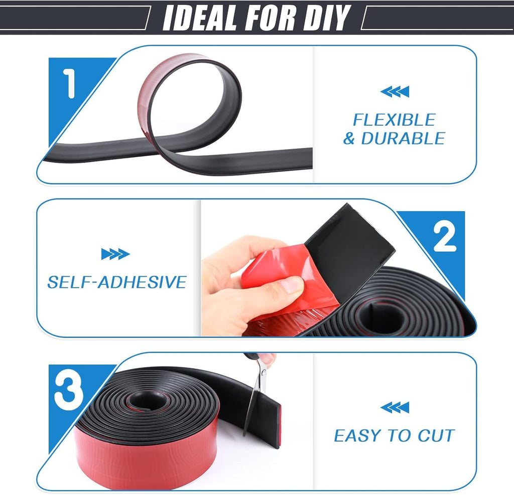 Neoprene Adhesive Rubber Strips, Sheets, Rolls With Self-Stick Backing - Seal Gasket for Matting Padding - 1" Wide x 1/8" Thick x 10' Long