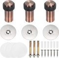 PATIKIL 3Set Round Door Stoppers, 80mm Stainless Steel Door Stop Doorstop Wedge Metal Cylinder Self Adhesive with Screw for Bottom of Door Floor Inside, Copper Tone