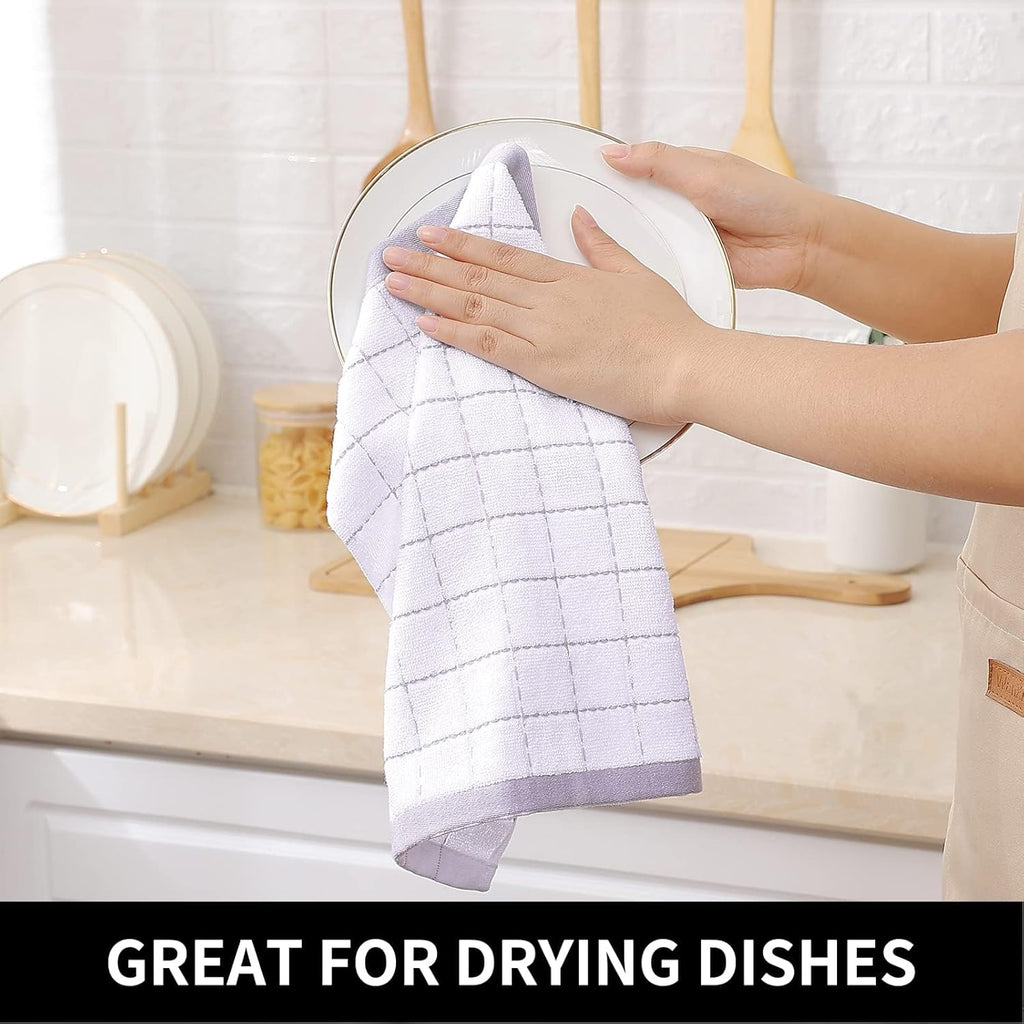 Homaxy 100% Cotton Terry Kitchen Dish Cloths, Ultra Soft and Absorbent Dish Towels for Kitchen, Suitable for Drying and Washing Dishes, 8 Pack, 12 x 12 Inches, White