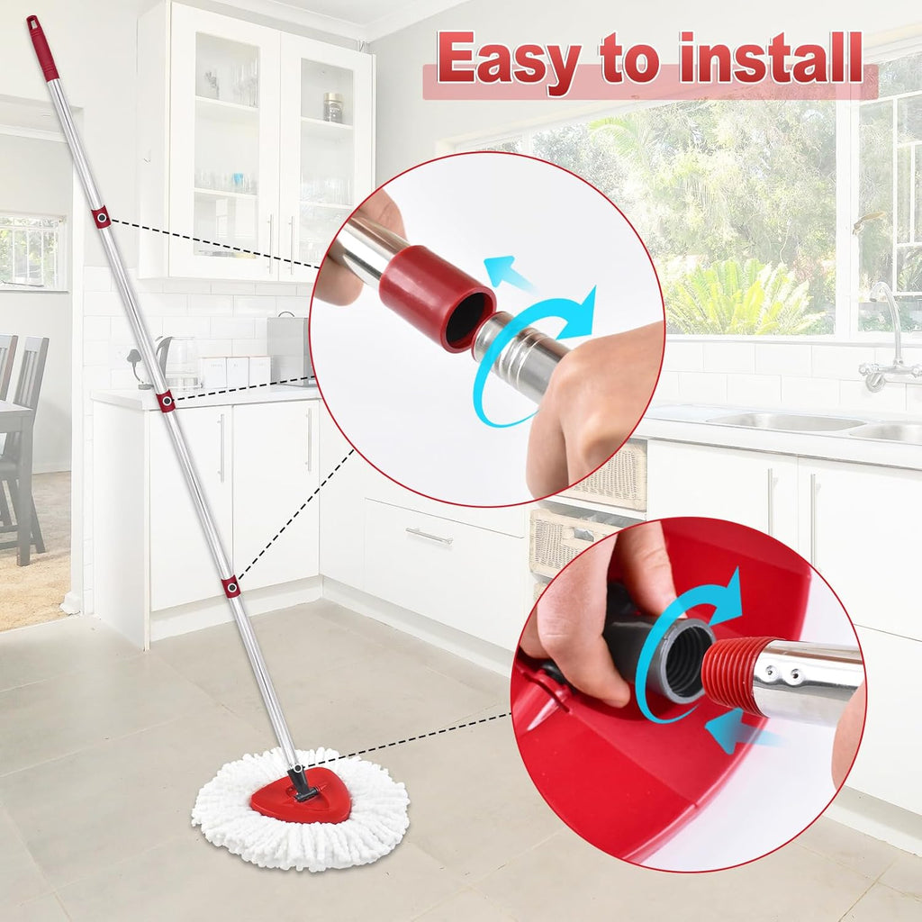 Mop Handle for Ocedar, Mop Handle for O Cedar, Spin Mop Replacement Handle for O Cedar, 4-Section Spin Mop Handles and Base for Ocedar, 30" to 58" Mop Stick Pole Handle and Base for Ocedar Spin Mop