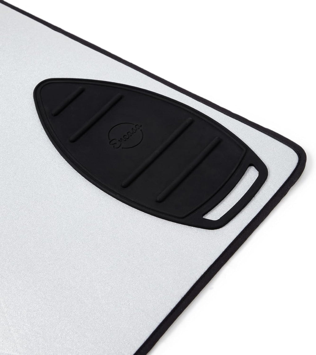 Encasa XO Ironing Mat/Pad - Metallic Silver (Large 48"x28") with 5mm Foam Padding & Silicone Iron Rest for Steam Pressing on Tabletop or Bed - Heat Reflective, Portable, Quilting