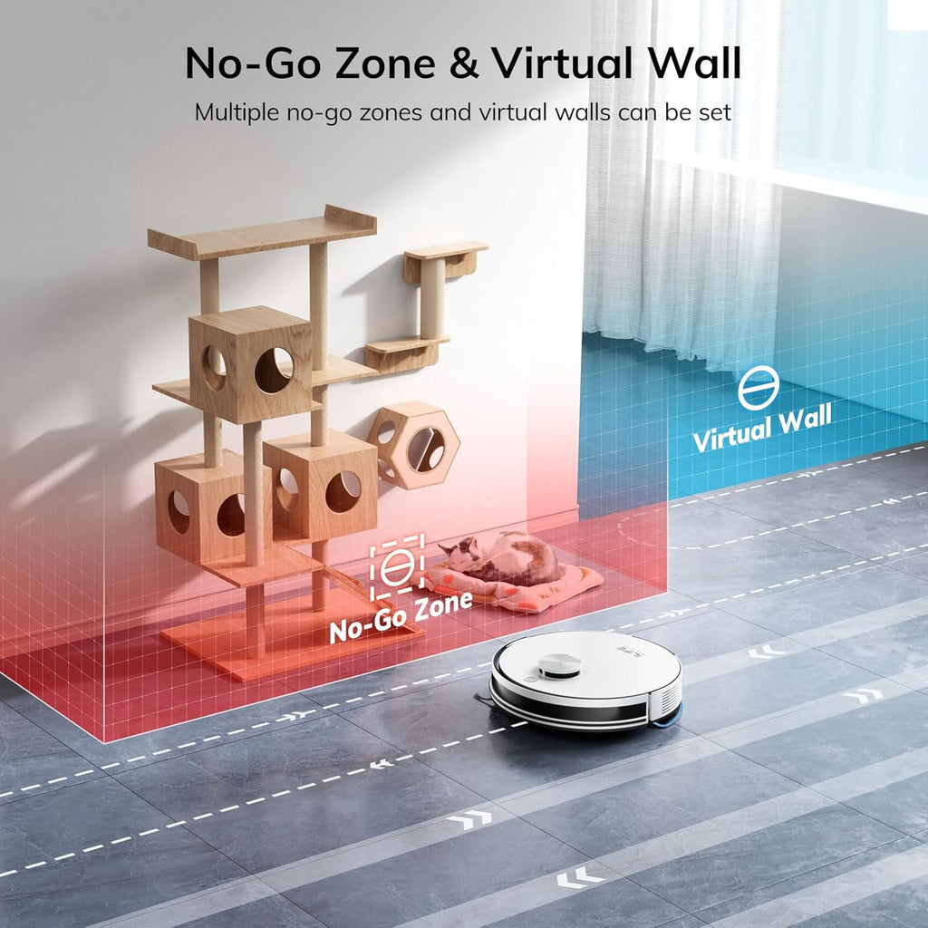 ILIFE A30 Pro Robot Vacuum and Mop, Self Emptying Station for 60 Days, 5000Pa Suction, LiDAR Navigation, No-Go Zones, 2.4G WiFi/App/Alexa/Remote Control, Roller Brush for Carpet, Hard Floors, 110V