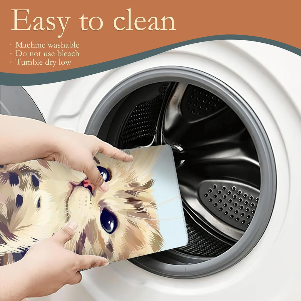Cute Cat Dish Drying Mat for Kitchen Counter Decor,Watercolor Dish Drying Rack Pad Absorbent Reversible Microfiber for Coffee Tableware Sink Countertop 18x24 Inch