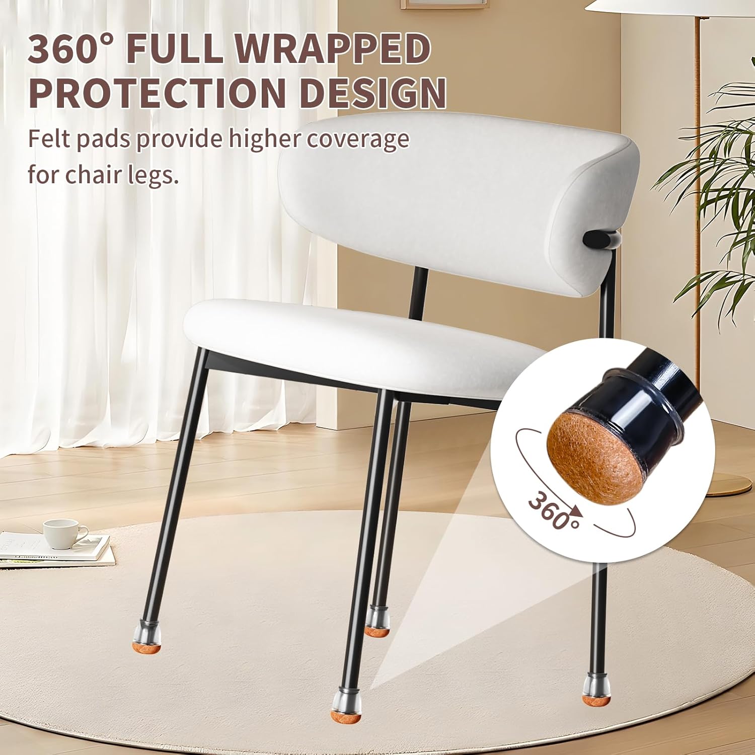 Ezprotekt 24 Pcs Extra Small Clear Round Chair Leg Floor Protectors for Wooden & Tiles Floors, Felt Silicone Furniture Feet Cups Covers for Table, Couch, Chair Legs (XS Fit: 2/5" - 11/20")