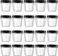 Novelinks 4 oz Clear Plastic Jars with Black Lids – Small Round Reusable Containers for Food, Spices, Crafts, Travel – BPA-Free Storage Jars for Kitchen & Household Organization, 20 Pack
