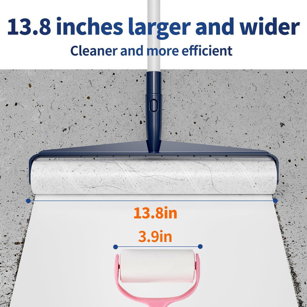 13.8in Lint Roller Refills Large Lint Roller Refill (8 Packs 480 Sheets) for Lint Remover, Pet Mega Extreme Stick Refill for Floor Roller, Cleaning for Carpets, Cars, Clothing, and Pet Hair