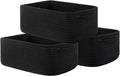 Small Woven Basket, 13.5 x 9.5 x 5 Inches, Storage Basket for Organizing, Cute Small Rope Shelf Closet Cube Storage Bins Baskets for Shelves, Dog Toy Gift Baskets Empty, 3 Packs, Black