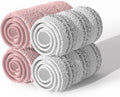 JOYMOOP Mop Replacement Pads, Reusable Microfiber Mop Pads for 13-inch Flat Mop and Mop Bucket Set, Pack of 4 Refills - Stripe and Pink