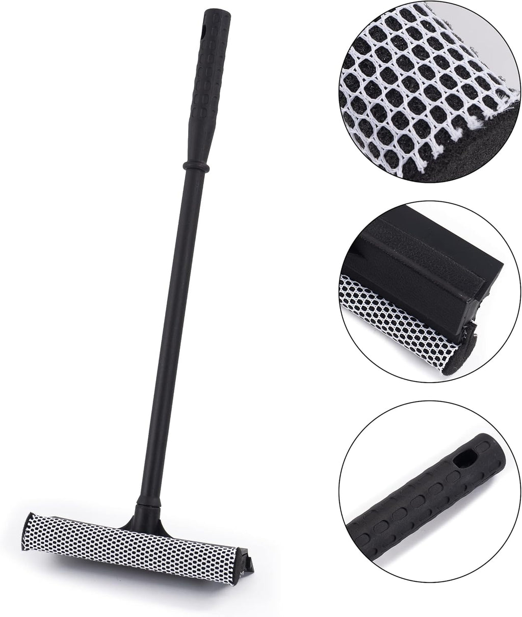 Matthew Cleaning All Purpose Window Squeegee Window Cleaner Tool,Car Squeegee Windshield Cleaning Sponge and Rubber Squeegee,2-in-1 Window Cleaner Sponge(10'') and Soft Rubber with Pole 20’’ (6Pack)