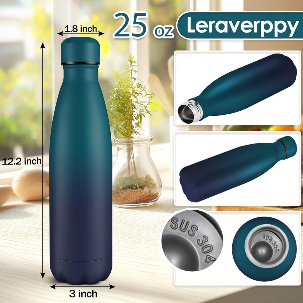 25oz Cola-Bottle Shaped Stainless Steel Leak-proof Water Bottle,Double Wall Vacuum Insulated Metal,Travel Mug For Sports Indoors & Outdoors,BPA-Free Kids Flasks,Dark Night(4 Pack)