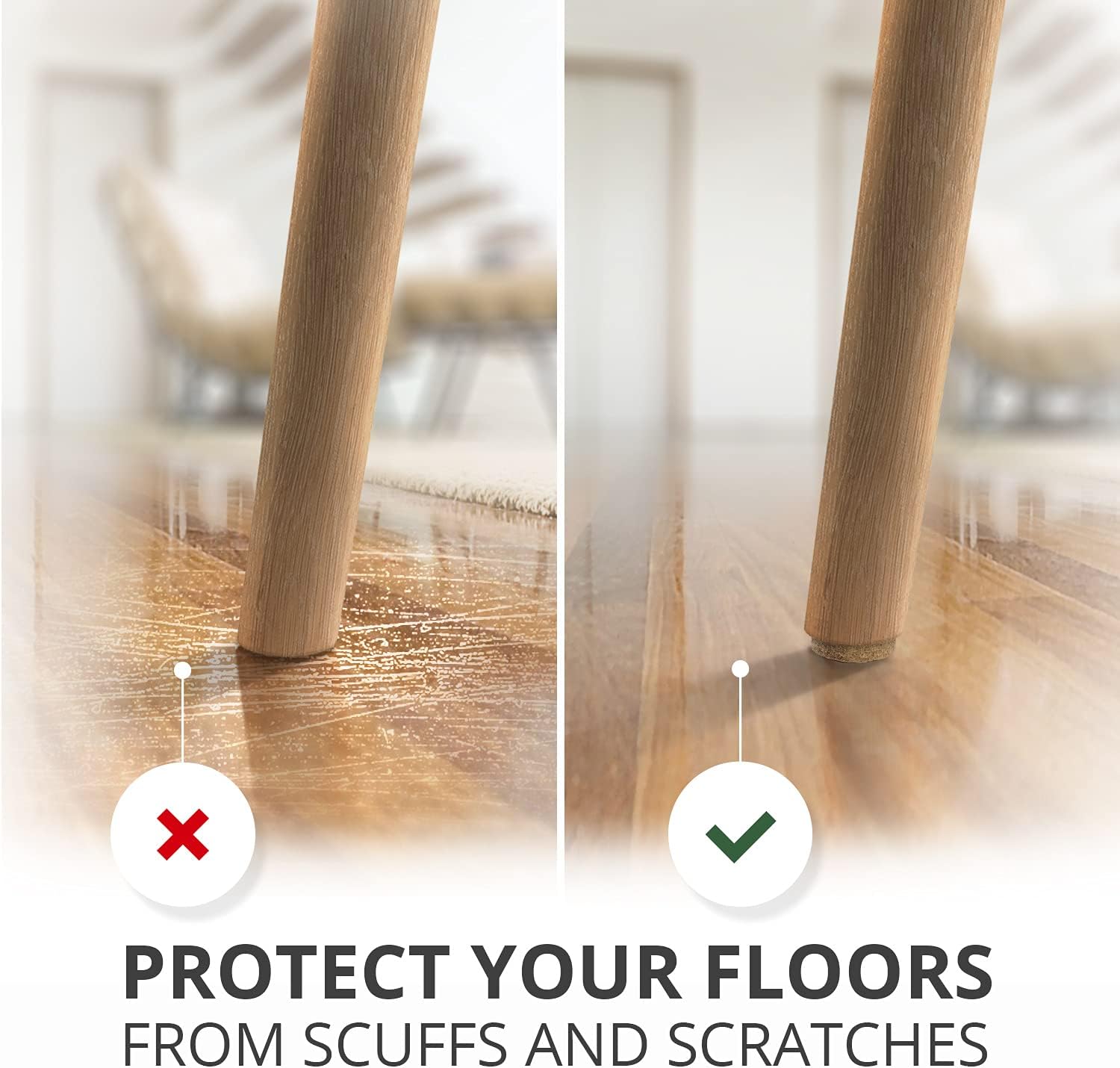 X-Protector 357 pcs Beige Felt Furniture Pads - Huge Quantity of Hardwood Floor Protectors with Many Big Sizes - Protect Any Type of Hard Floor