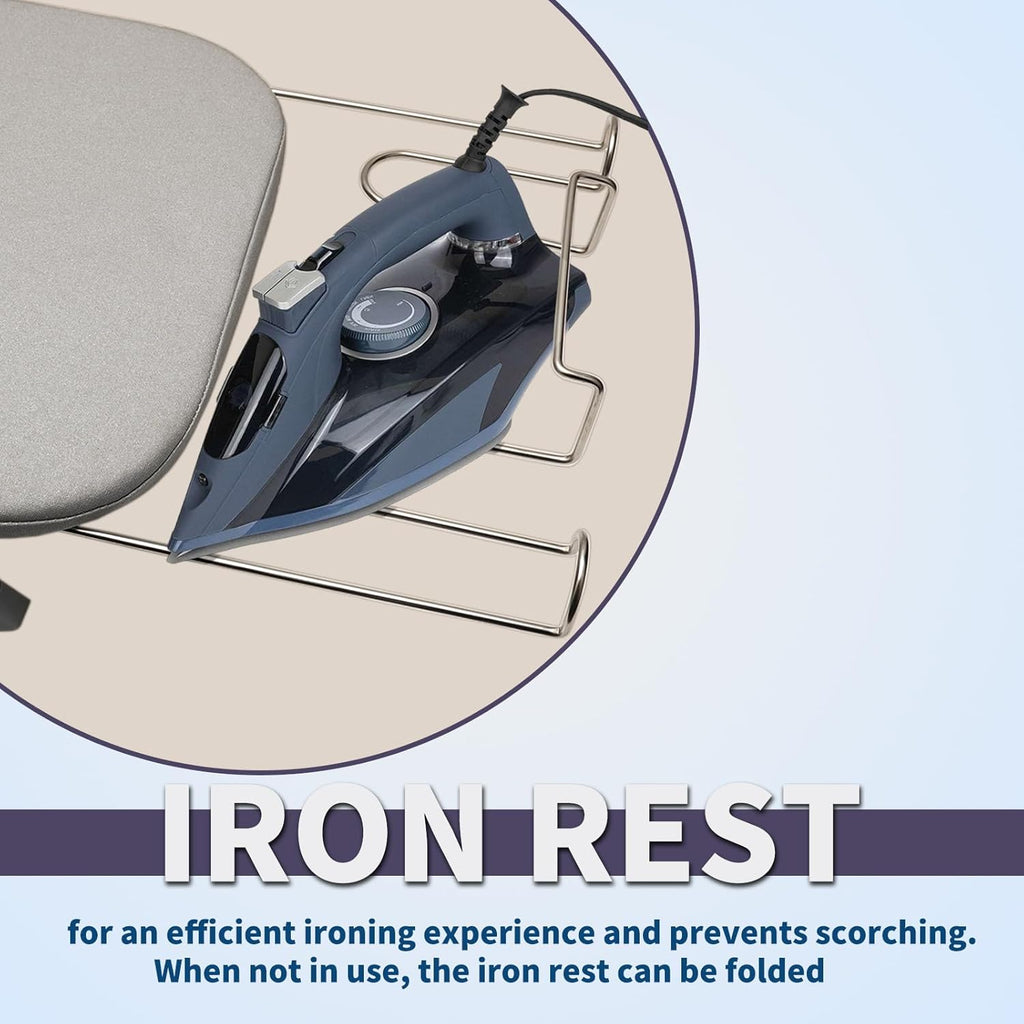 Folding Tabletop Ironing Board with Iron Holder Rest, Portable Space Saving Small Metal Ironing Board with Heat Resistant Cotton Cover