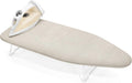 Small Ironing Board Tabletop with Heat Resistant Cover, Compact Mini Ironing Board with Metal mesh Frame, for dorms, aprtment and Travel, Hook for Hanging, Iron Board 30x12, Iron Table Stand Beige