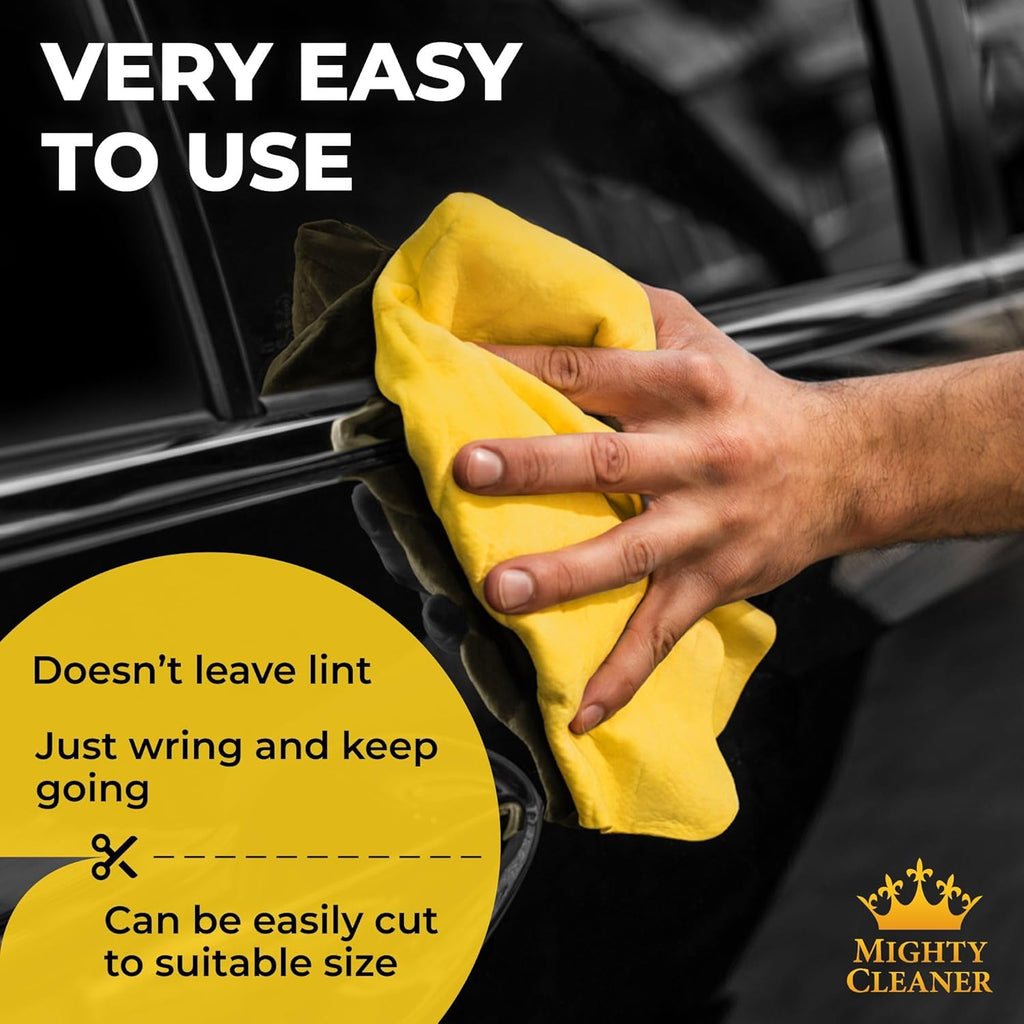 Premium XL Shammy Towel for Car - 2pk (34”x25”) - Super Absorbent Chamois Cloth - Spots & Scratch-Free - Reusable Car Drying Towels