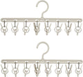 Clothes Hanger 2 Pack with 8 Clips,Clothes Drying Racks Windproof for Drying Socks Bras Underwears Baby Clothes, Hats Scarfs Towels Pants and Gloves Diaper