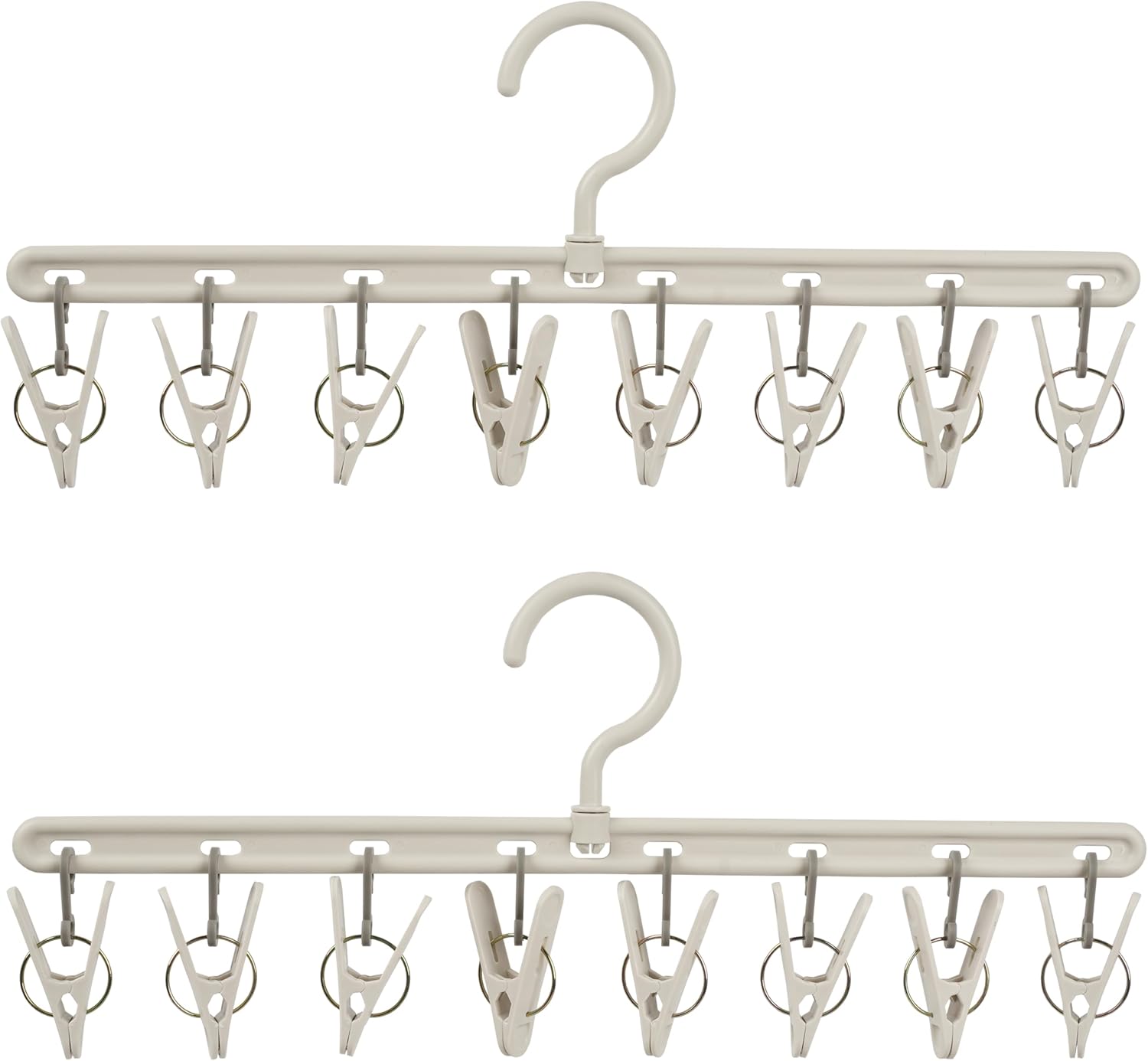 Clothes Hanger 2 Pack with 8 Clips,Clothes Drying Racks Windproof for Drying Socks Bras Underwears Baby Clothes, Hats Scarfs Towels Pants and Gloves Diaper
