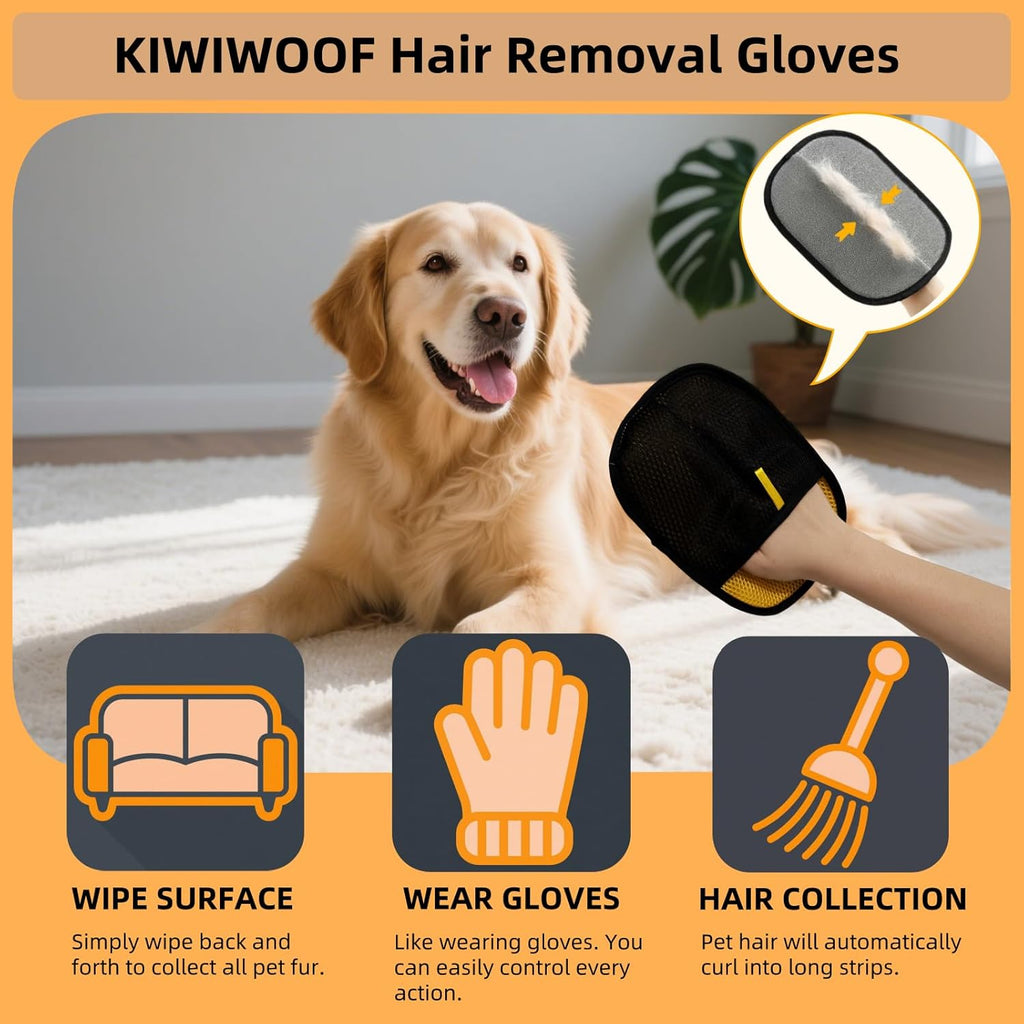 2Pcs Electrostatic Pet Hair Removal Gloves for Cats & Dogs,2025 New Upgraded Reusable Quick De-Shedding Grooming Gloves,Animal Fur Remover Tool for Couch,Carpet,Furniture, Car Seat,Clothing,Curtain
