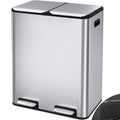 Arlopu 16Gal Dual Trash Can w/2 Built-in Box for Odor Control, Hands-Free Kitchen Garbage Bin, Recycle Waste Dustbin, Soft-Close Lid, 2 Buckets,Foot Pedal, Side Handle, Airtight,for Home Office