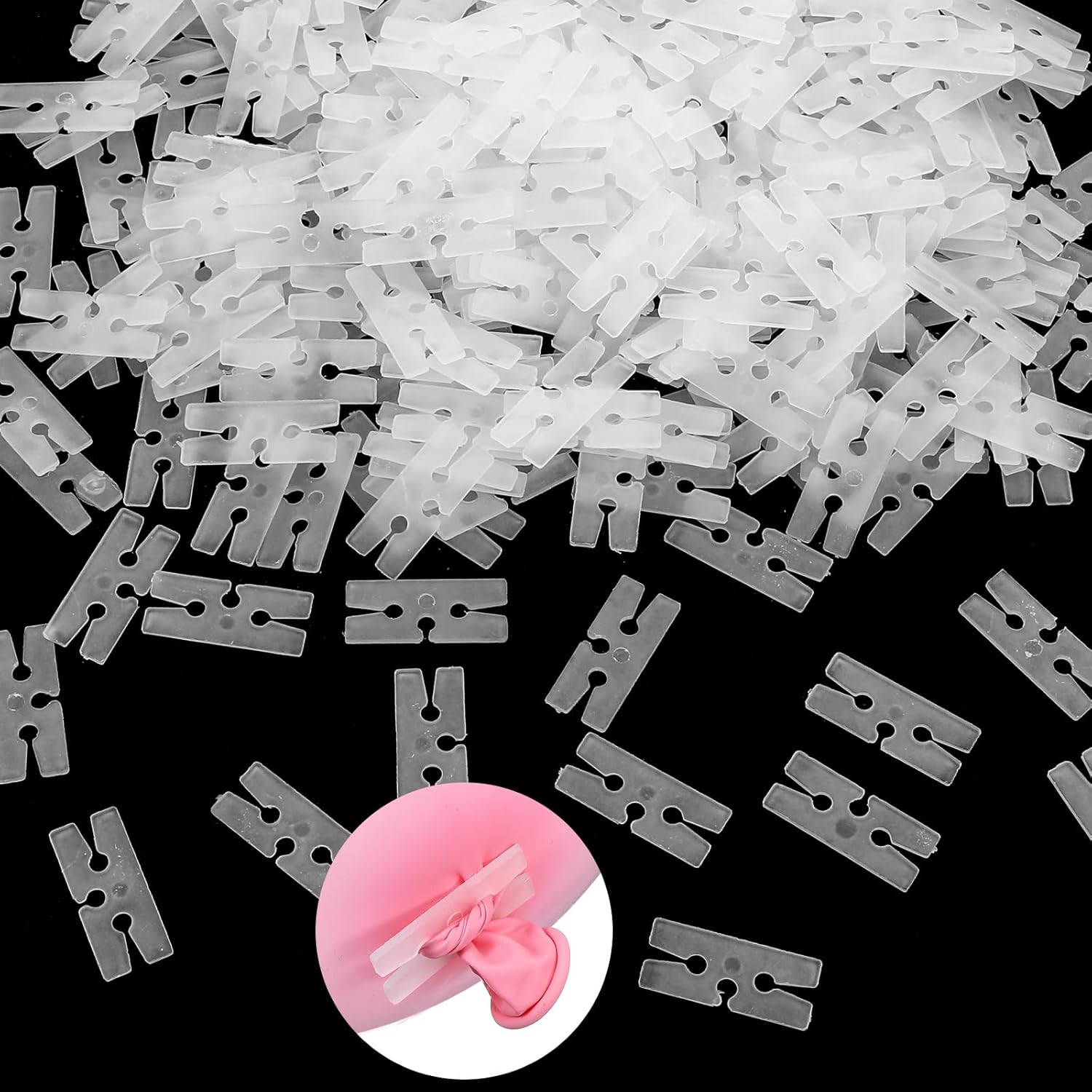 300 Pcs Balloon Ties Plastic Balloon Clips for Sealing, H Shape Bulk Balloons Tying Tool for Wedding Party Christmas Birthday Decoration, Fast Knot and Seal Balloons