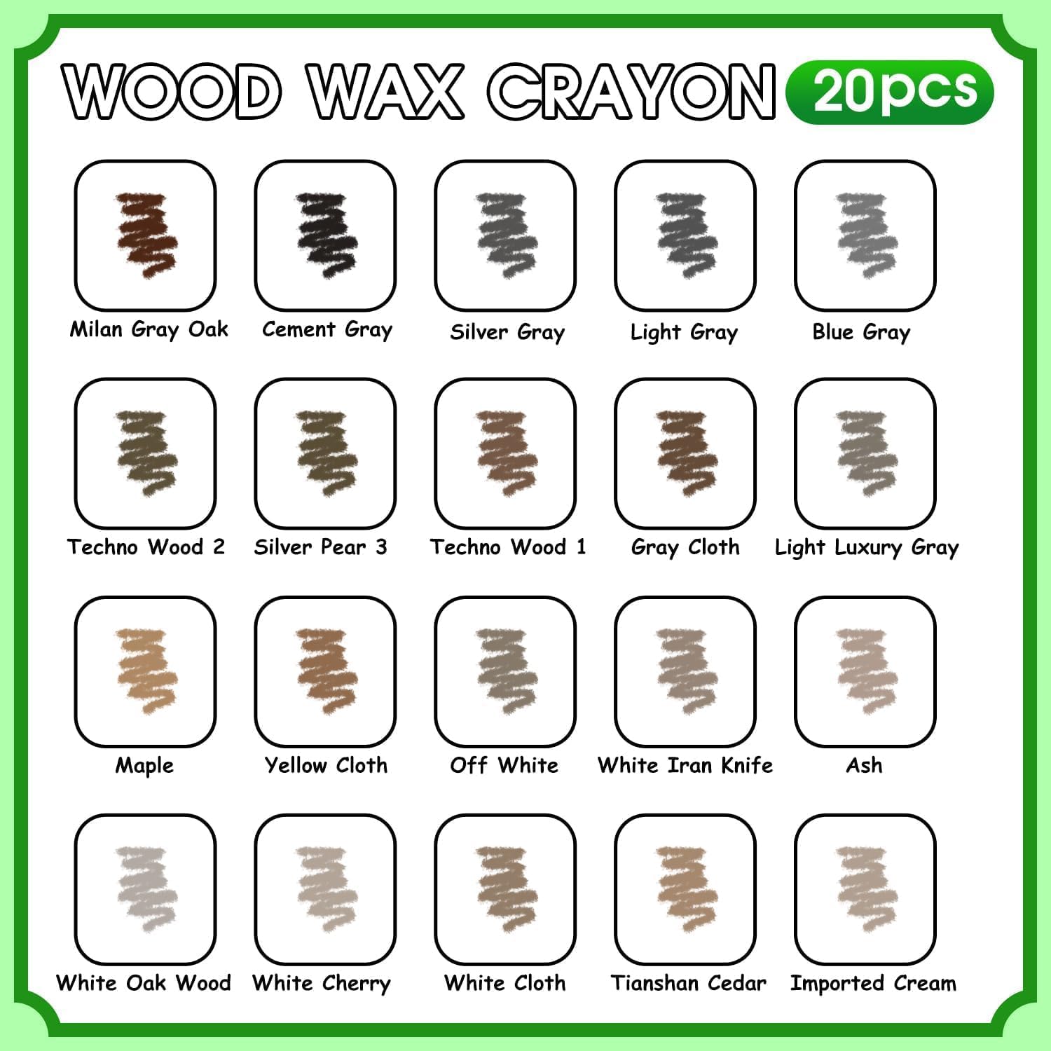 Furniture Markers Touch Up, 20 Colors Wood Filler Sticks, Wood Wax Crayons for Repairing Scratches, Scuffs, Cracks, Holes on Furniture, Floors, Cabinets, Tables, and Doors - Curry Gray Series