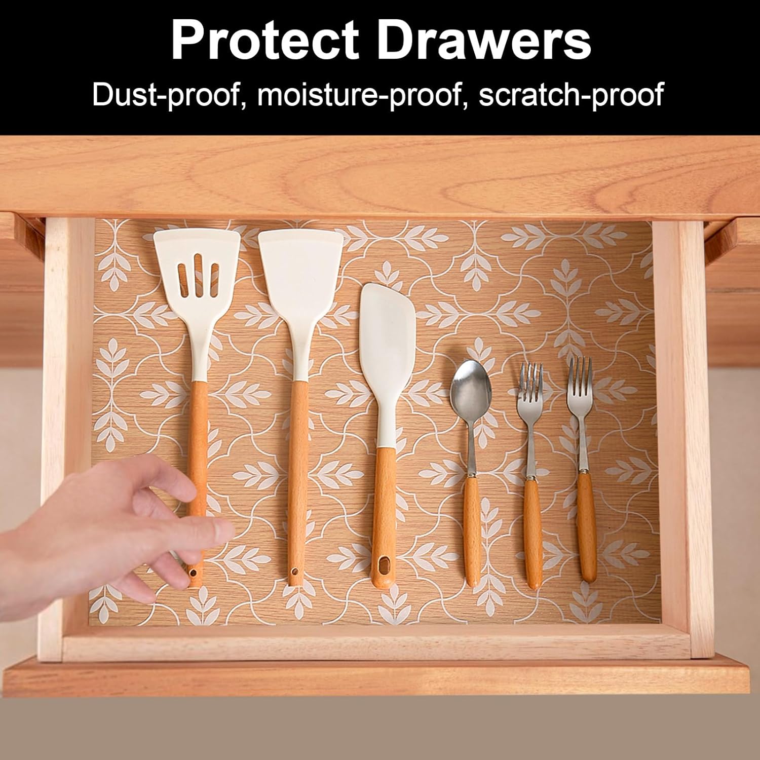 Cooyes Drawer and Shelf Liner, Non-Adhesive Shelf Liners for Kitchen Cabinets, Thick Strong Grip Mats for Desk, Shelves, Bathroom Drawers, Fridge, Cabinet Protection