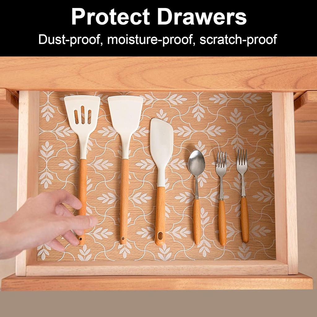 Cooyes Shelf Liners for Kitchen Cabinets Waterproof & Oil-Proof Kitchen Cupboard Mats Non-Slip Drawer Mats EVA Material Non Adhesive Fridge Liner for Shelves