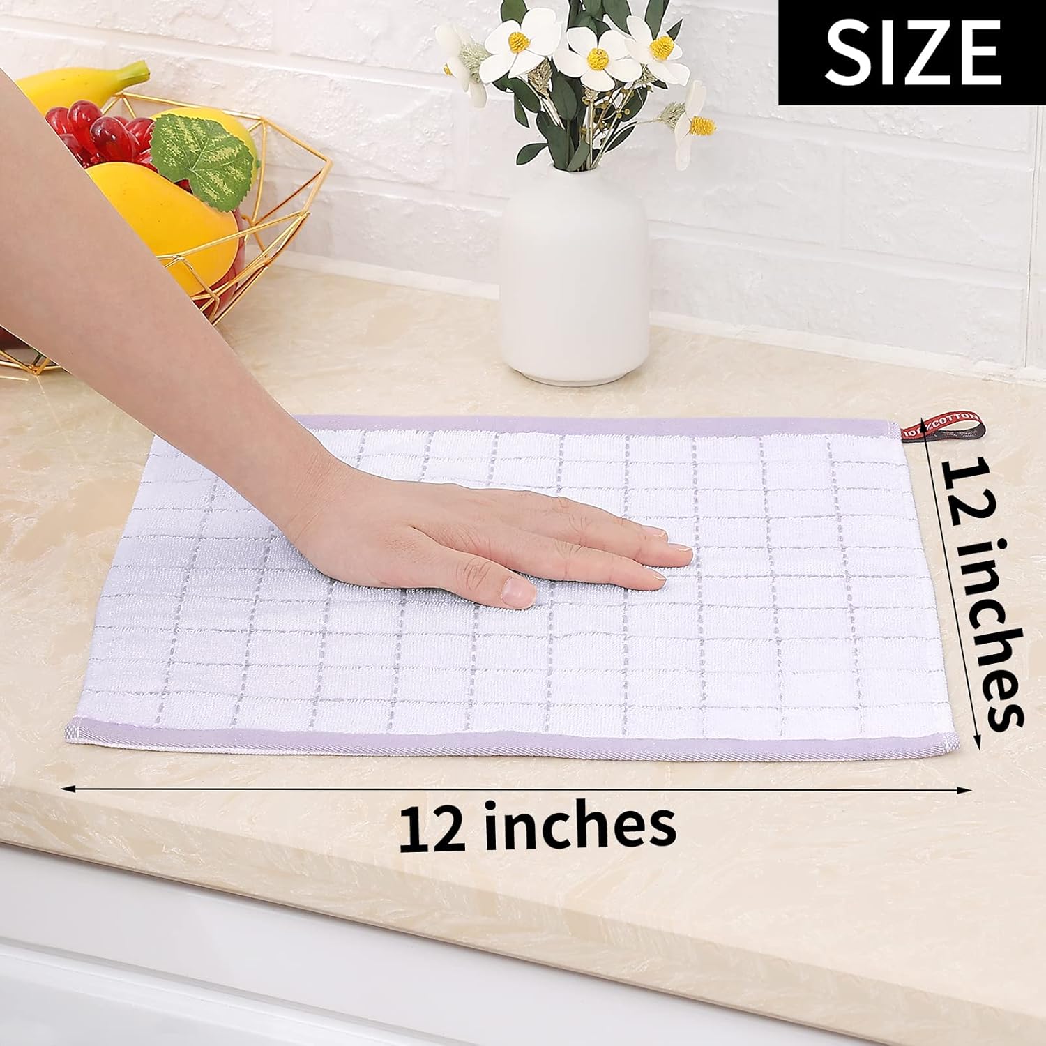 Homaxy 100% Cotton Terry Kitchen Dish Cloths, Ultra Soft and Absorbent Dish Towels for Kitchen, Suitable for Drying and Washing Dishes, 6 Pack, 12 x 12 Inches, White
