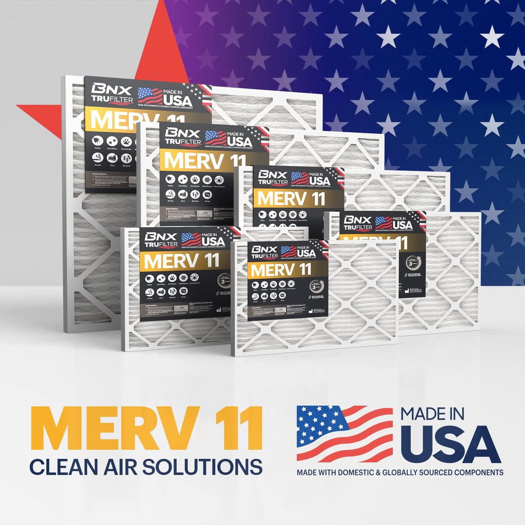 BNX TruFilter 20x23x1 Air Filter MERV 11 (6-Pack) - MADE IN USA - Allergen Defense Electrostatic Pleated Air Conditioner HVAC AC Furnace Filters for Allergies, Dust, Pet, Smoke, Allergy MPR 1200 FPR 7