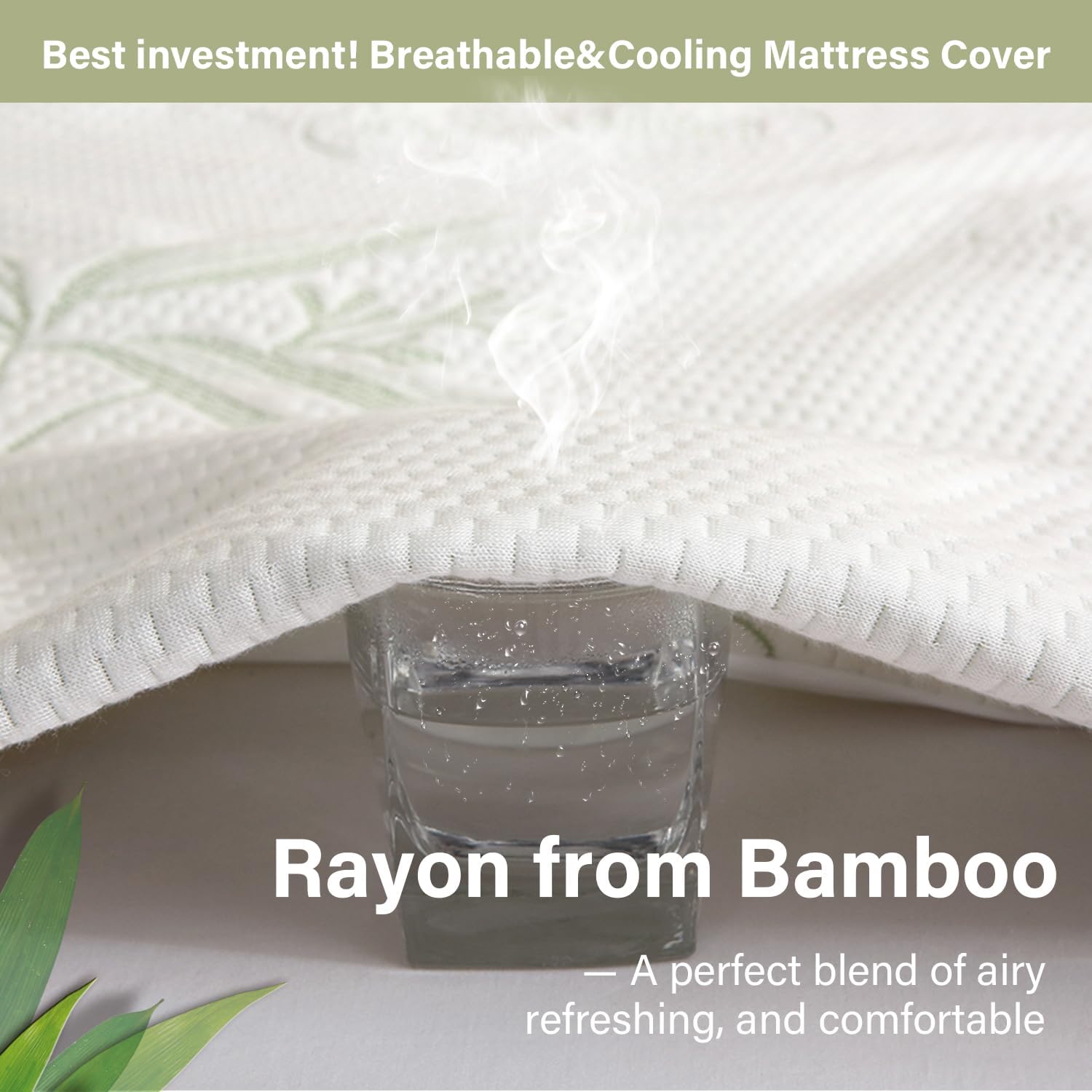 Twin XL Mattress Protector Waterproof Mattress Pad Washable Bamboo Rayon Mattress Cover Breathable Noiseless Bed Protector 5" - 21'' Elastic Fitted Deep Pocket