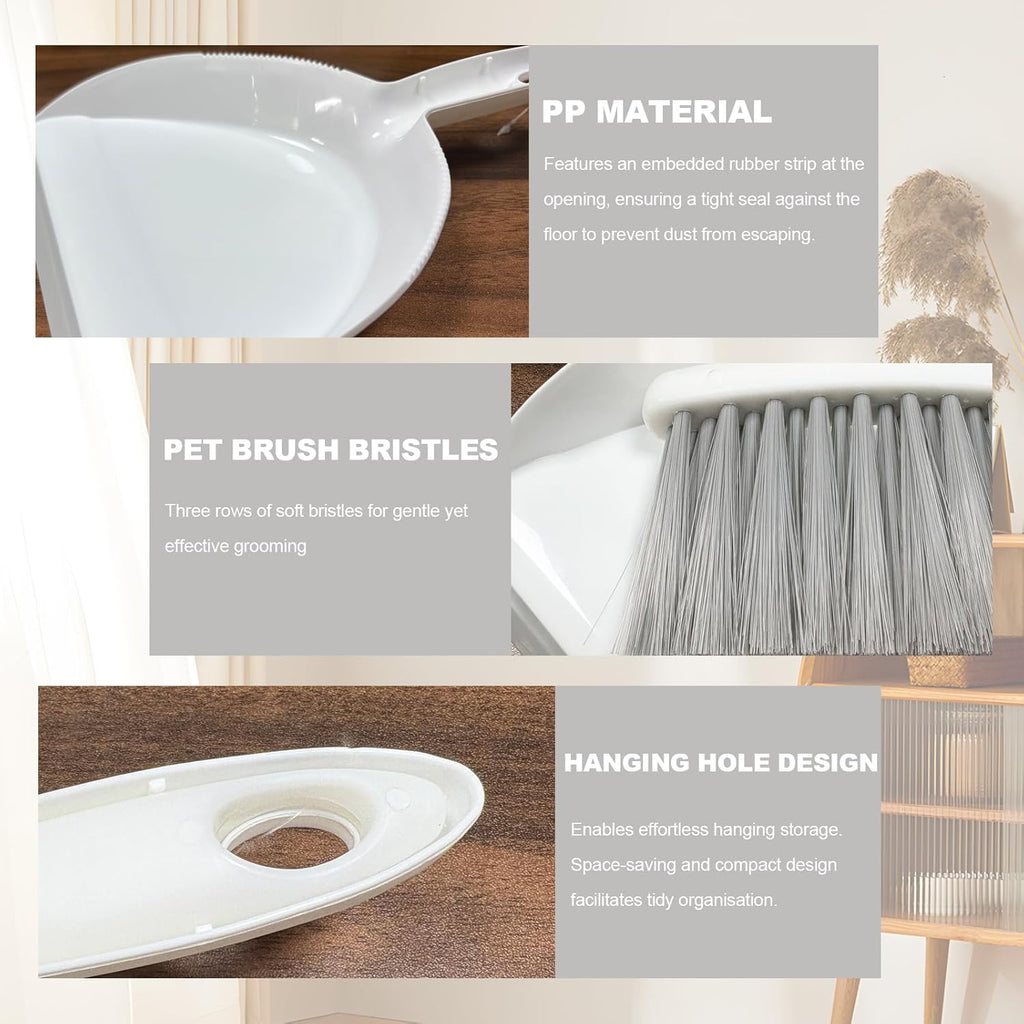 Mini Broom and Dustpan Set Small Dust pan & Brush Set Portable Cleaning Tools for Home Office RV Camping Learning (Green)