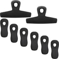 COOK WITH COLOR Bag Clips, Heavy Duty Chip Clip and Refrigerator Magnet Clips for Food Storage with Air Tight Seal Grip for Snack Bags and Food Bags (Black, Pack of 8)