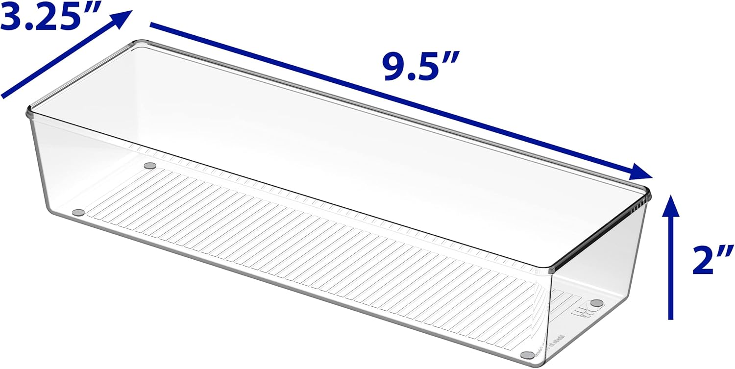 Simple Houseware Clear Drawer Organizer for Office Bin Desk Storage, 3.25"x 9.5", 4 Packs