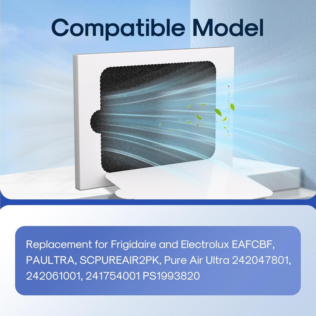 ICEPURE AF001 Compatible with EAFCBF Refrigerator Air Filter, Pure Air Ultra, Pure Air Ultra, PAULTRA, SCPUREAIR2PK, 242047801, 242061001, 241754001, 241754002, PS1993820, 7241754001, 6PACK